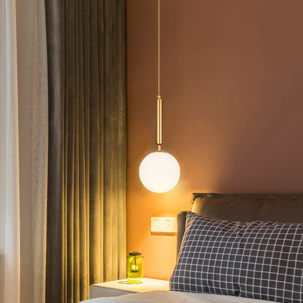 Traditional Vintage Round Ball Iron Glass 1-Light Pendant Light For Bedroom