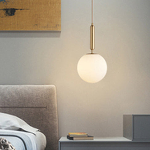 Traditional Vintage Round Ball Iron Glass 1-Light Pendant Light For Bedroom