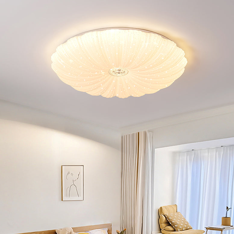 Modern Minimalist Round Flower Iron PVC LED Flush Mount Ceiling Light For Living Room