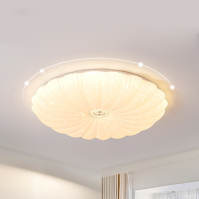 Modern Minimalist Round Flower Iron PVC LED Flush Mount Ceiling Light For Living Room