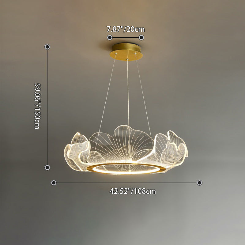 Modern Art Deco Ginkgo Leaf Glass Acrylic LED Chandelier For Living Room