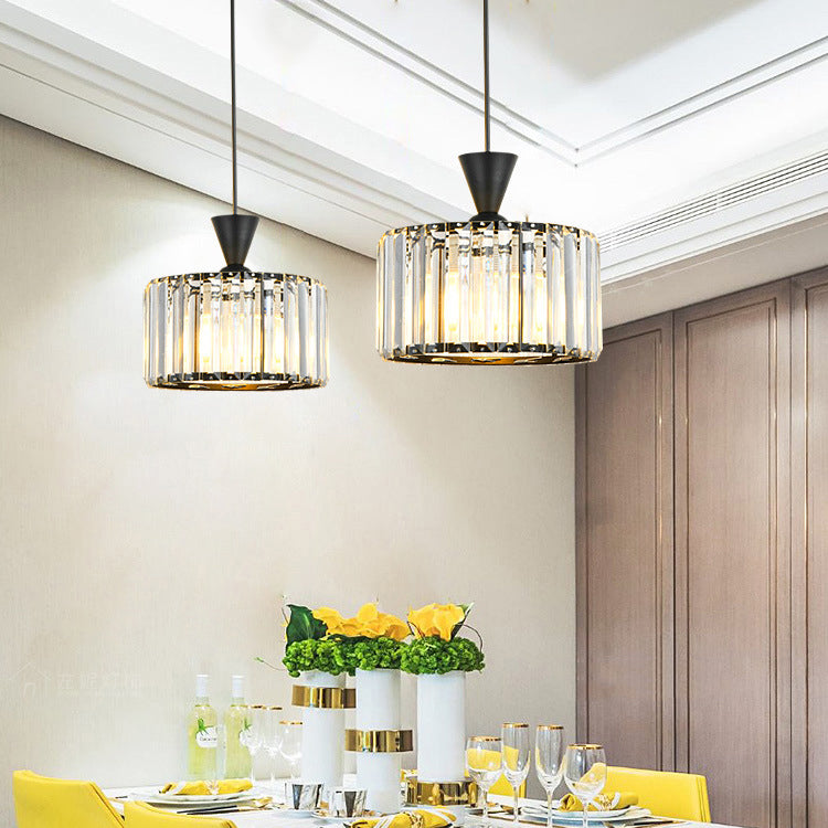 Modern Minimalist Round Iron Copper Crystal 1/2Light lsland Light Chandelier For Dining Room