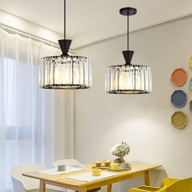 Modern Minimalist Round Iron Copper Crystal 1/2Light lsland Light Chandelier For Dining Room