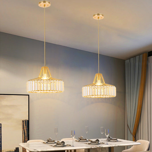 現代的なスカンジナビアの丸型鉄銅クリスタル1灯ペンダントライト、ダイニングルーム用