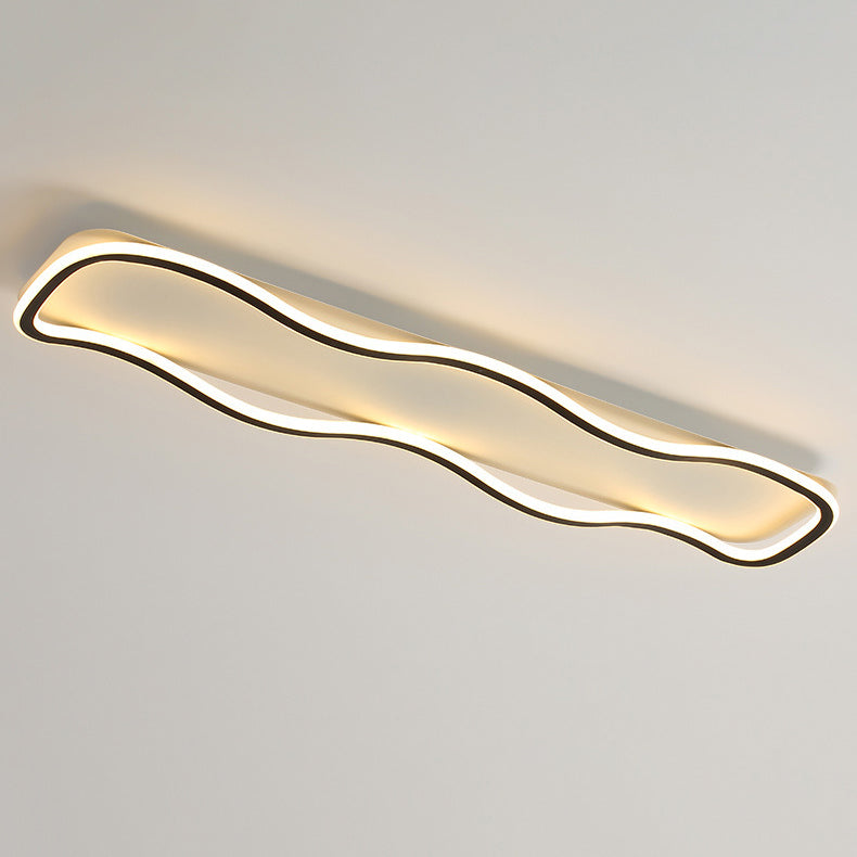 Modern Minimalist Rectangle Iron Silicone LED Flush Mount Celling Light For Hallway