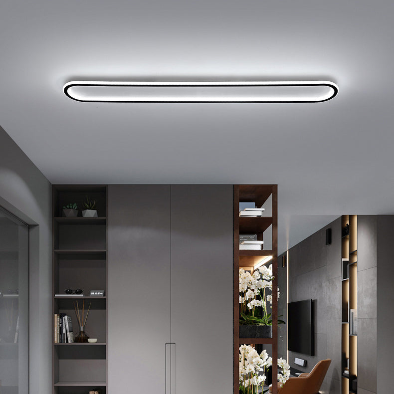 Modern Minimalist Rectangle Oval Iron LED Flush Mount Ceiling Light For Hallway