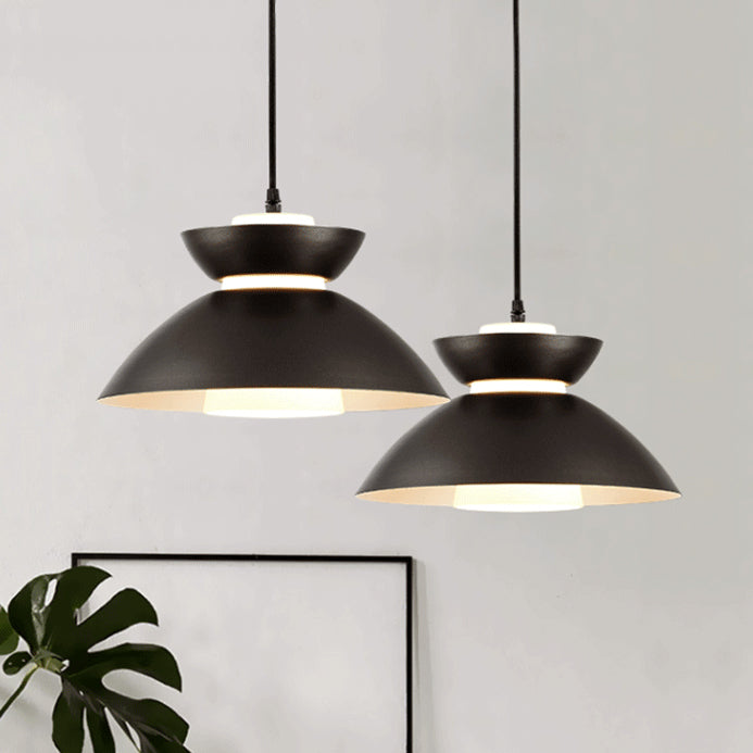 Contemporary Scandinavian Disc Glass Iron 1-Light Pendant Light For Dining Room