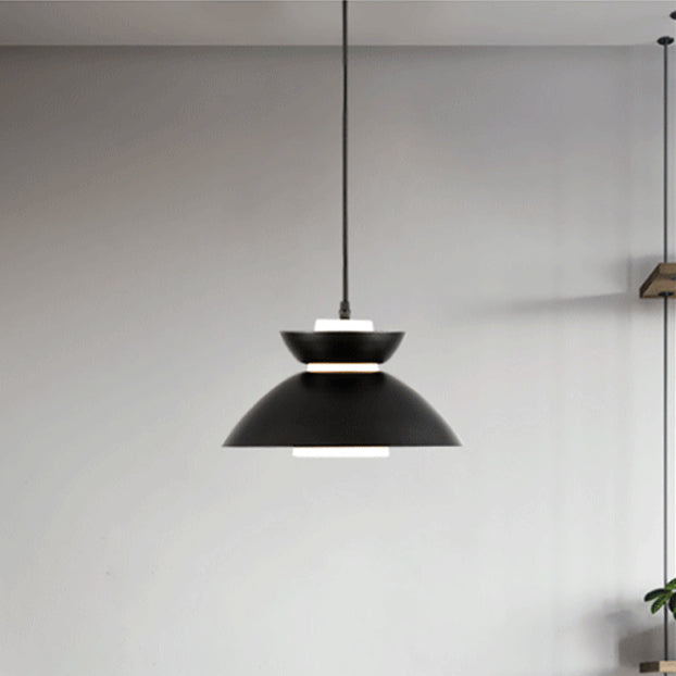 Contemporary Scandinavian Disc Glass Iron 1-Light Pendant Light For Dining Room