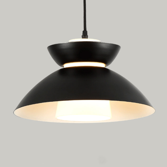 Contemporary Scandinavian Disc Glass Iron 1-Light Pendant Light For Dining Room