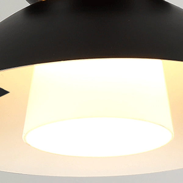 Contemporary Scandinavian Disc Glass Iron 1-Light Pendant Light For Dining Room