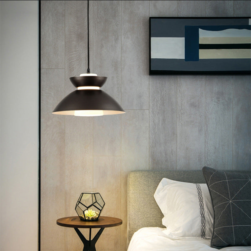 Contemporary Scandinavian Disc Glass Iron 1-Light Pendant Light For Dining Room