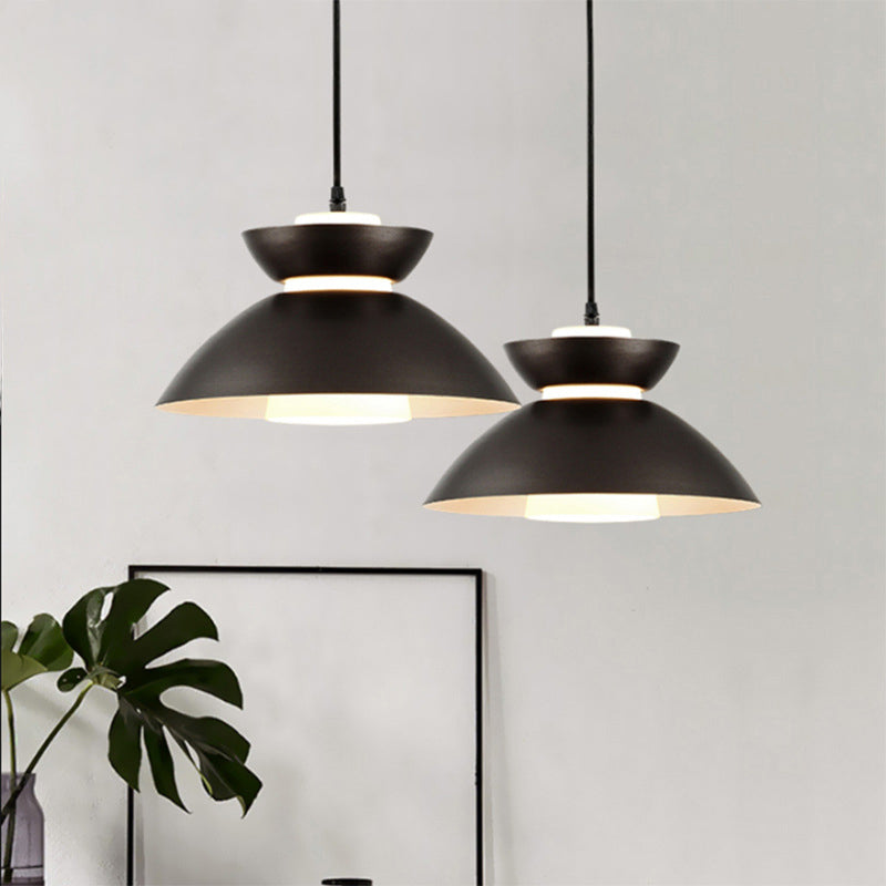 Contemporary Scandinavian Disc Glass Iron 1-Light Pendant Light For Dining Room