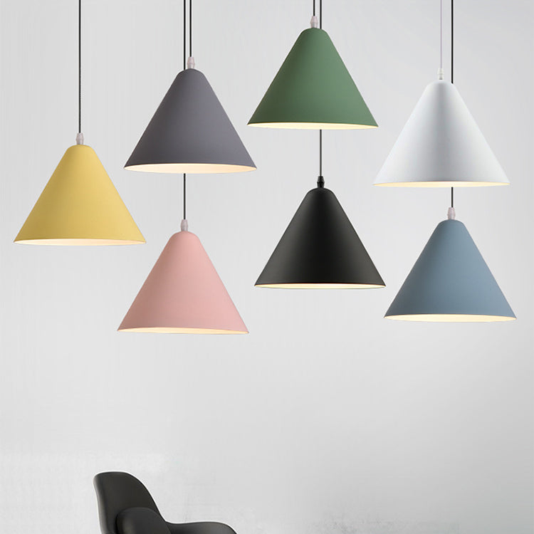 Modern Minimalist Triangular Cone Iron Aluminum 1-Light Pendant Light For Dining Room