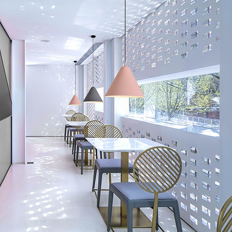 Modern Minimalist Triangular Cone Iron Aluminum 1-Light Pendant Light For Dining Room
