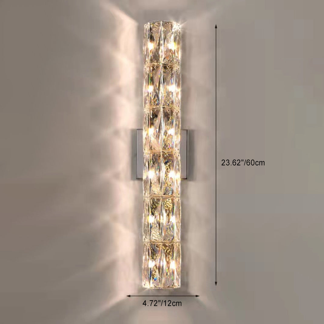 Modern Minimalist Rectangular Stainless Steel Crystal 3/4/6 Light Wall Sconce Lamp For Bedroom