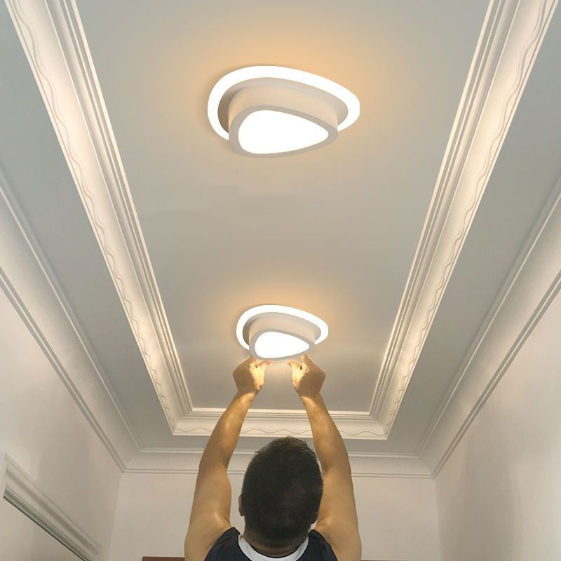 Modern Minimalist Triangular Square Aluminum Acrylic Iron LED Flush Mount Ceiling Light For Bedroom