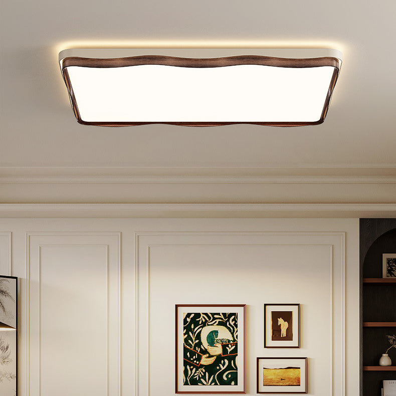 Traditional Vintage Rectangular Round Square Iron Acrylic LED Flush Mount Ceiling Light For Bedroom