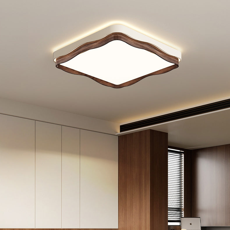 Traditional Vintage Rectangular Round Square Iron Acrylic LED Flush Mount Ceiling Light For Bedroom