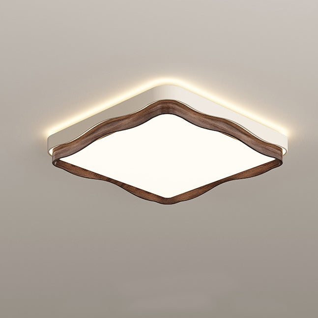 Traditional Vintage Rectangular Round Square Iron Acrylic LED Flush Mount Ceiling Light For Bedroom
