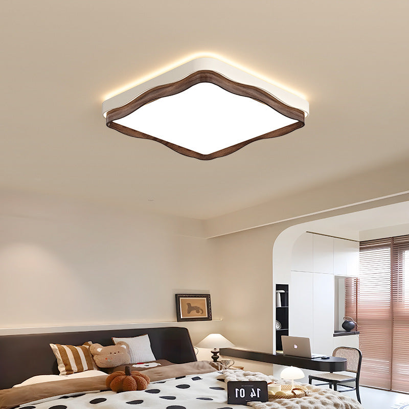 Traditional Vintage Rectangular Round Square Iron Acrylic LED Flush Mount Ceiling Light For Bedroom