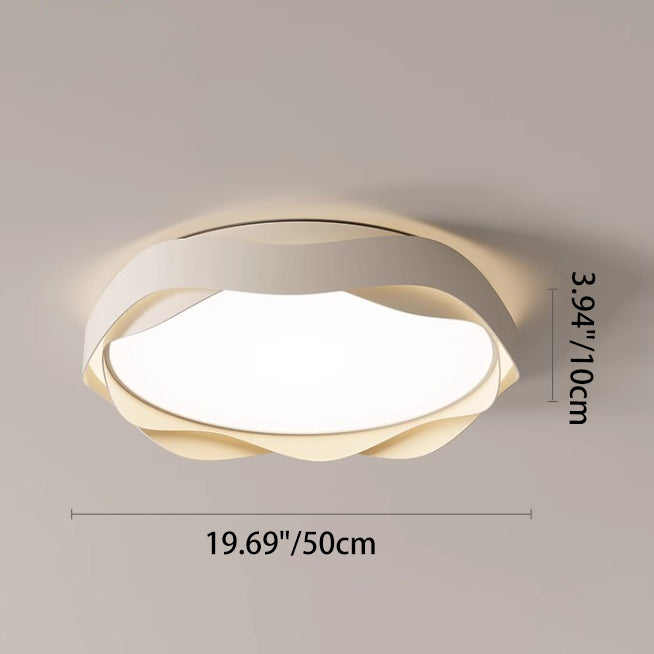 Modern Minimalist Round Lace Iron Acrylic LED Flush Mount Ceiling Light For Bedroom