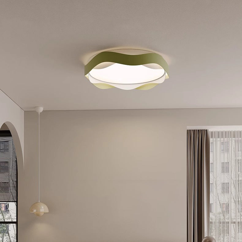 Modern Minimalist Round Lace Iron Acrylic LED Flush Mount Ceiling Light For Bedroom