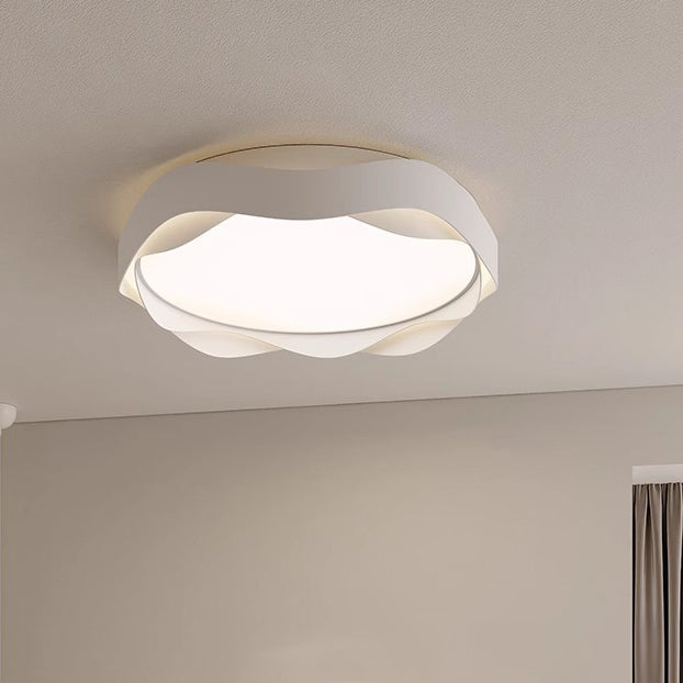 Modern Minimalist Round Lace Iron Acrylic LED Flush Mount Ceiling Light For Bedroom