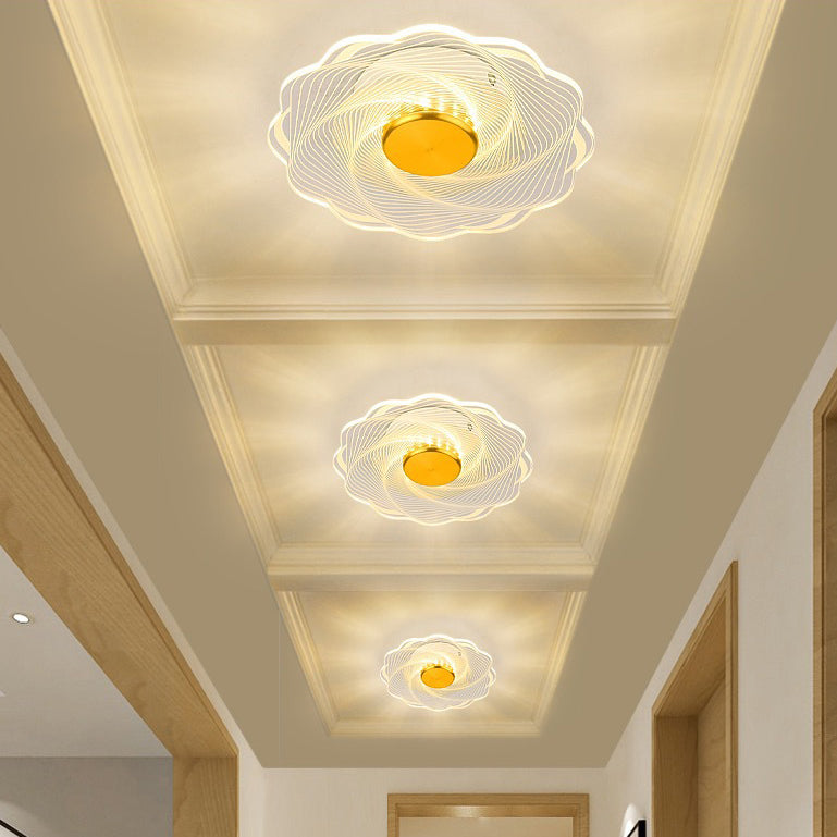Modern Minimalist Round Lace Aluminum Acrylic LED Flush Mount Ceiling Light For Bedroom