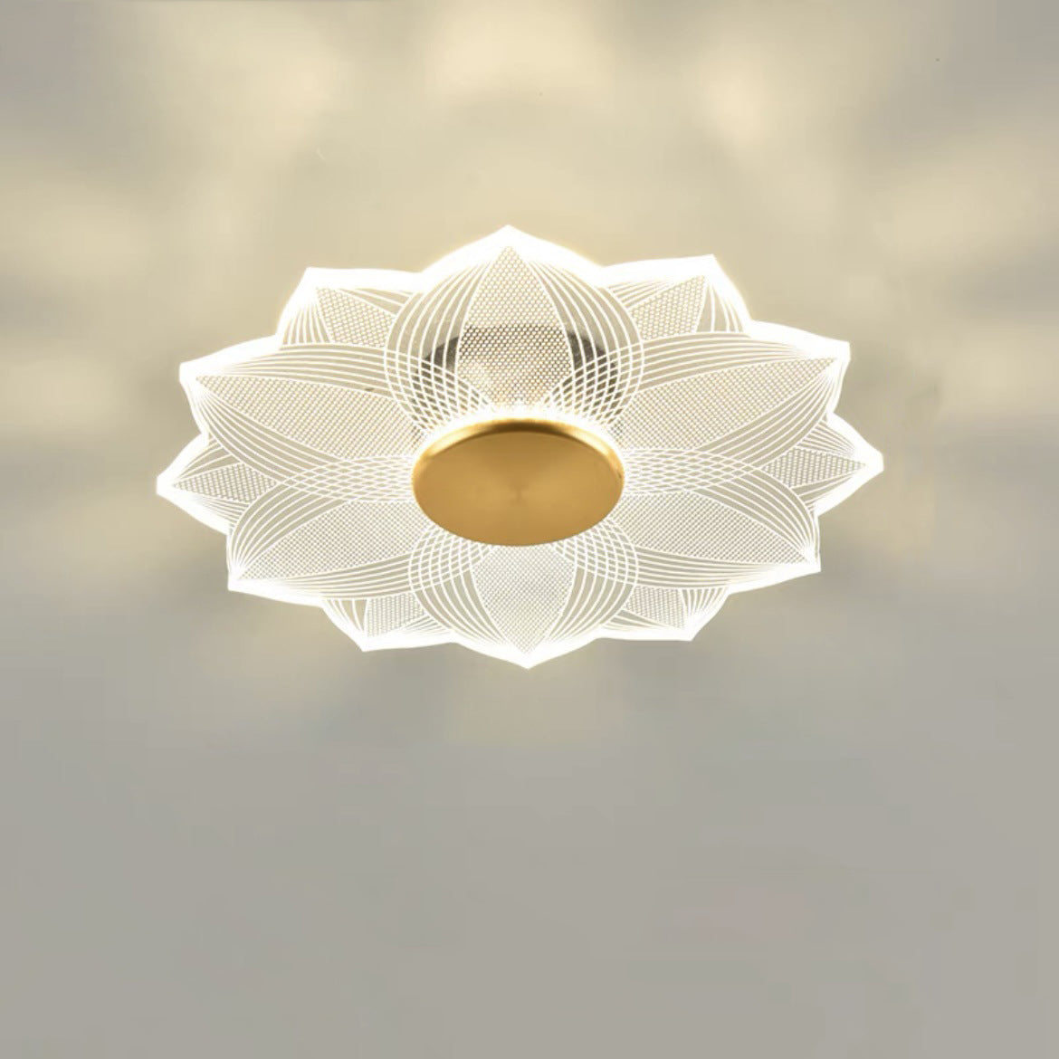 Modern Minimalist Round Lace Aluminum Acrylic LED Flush Mount Ceiling Light For Bedroom