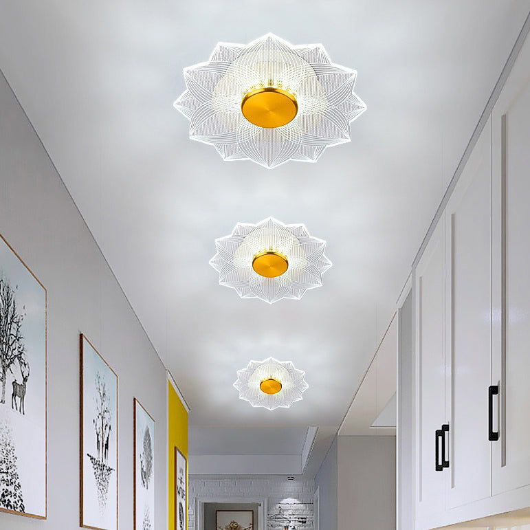 Modern Minimalist Round Lace Aluminum Acrylic LED Flush Mount Ceiling Light For Bedroom