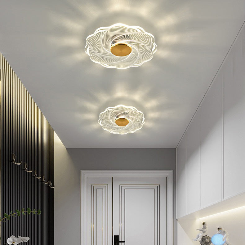 Modern Minimalist Round Lace Aluminum Acrylic LED Flush Mount Ceiling Light For Bedroom