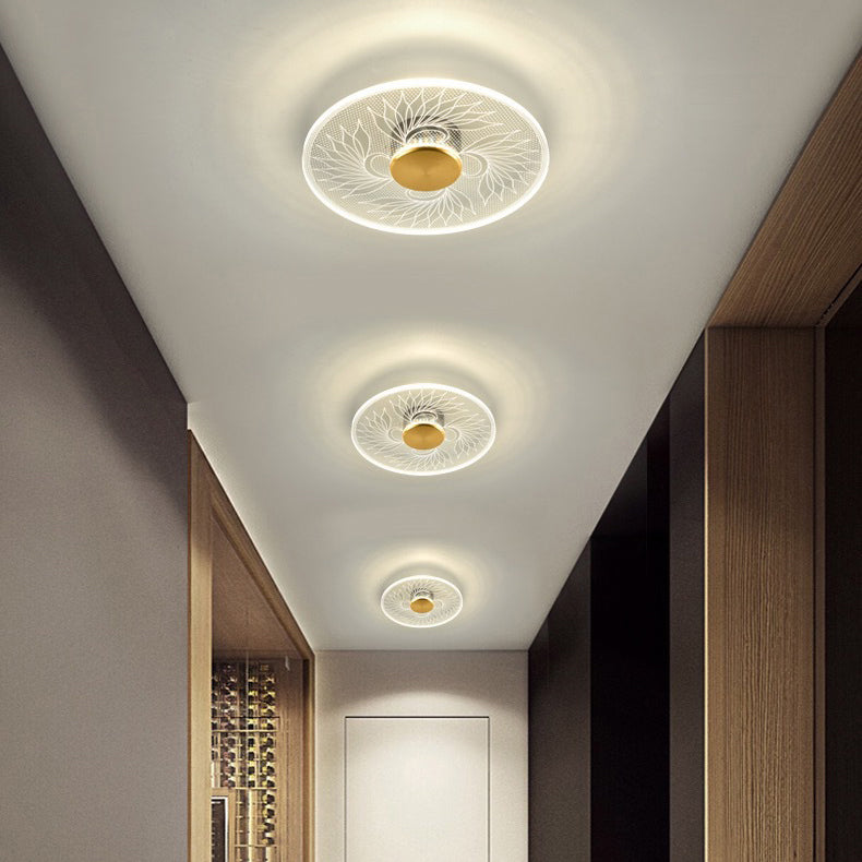 Modern Minimalist Round Lace Aluminum Acrylic LED Flush Mount Ceiling Light For Bedroom