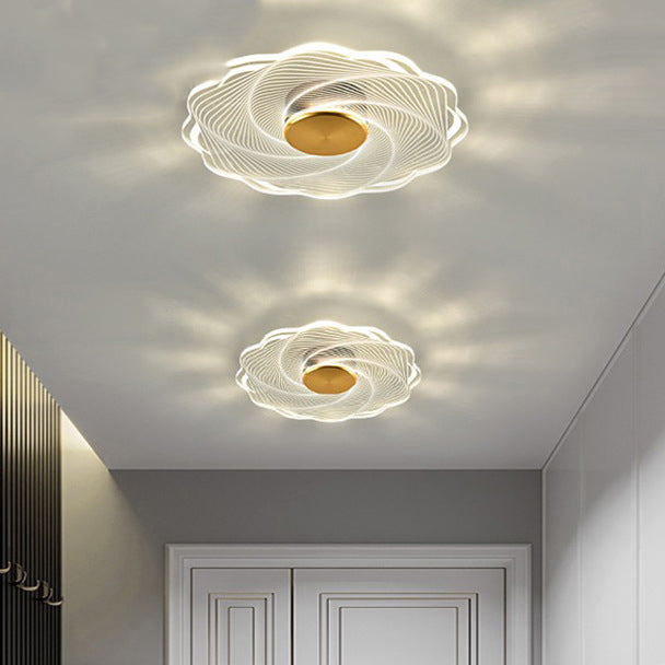 Modern Minimalist Round Lace Aluminum Acrylic LED Flush Mount Ceiling Light For Bedroom