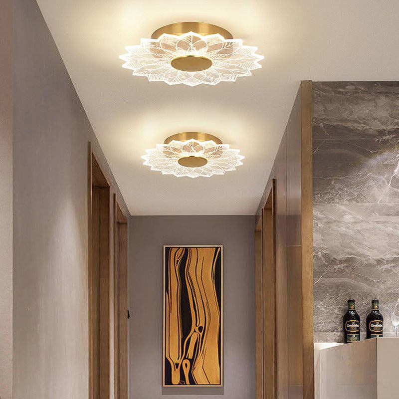 Modern Minimalist Round Lace Aluminum Acrylic LED Flush Mount Ceiling Light For Bedroom