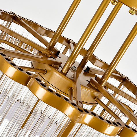 Modern Art Deco Circular Lace Iron Glass 7/9/18/23 Light Semi-Flush Mount Ceiling Light For Dining Room