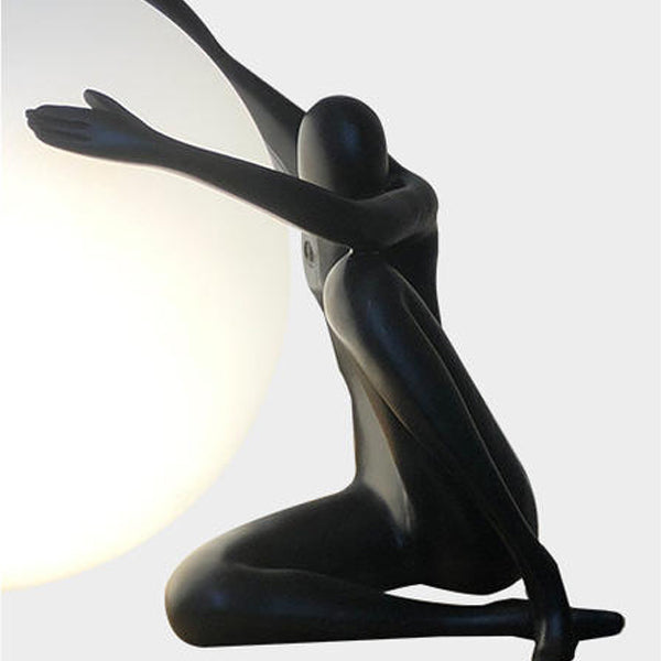 Modern Art Deco Person Embracing Sitting Ball Resin PE 1-Light Table Lamp For Bedroom