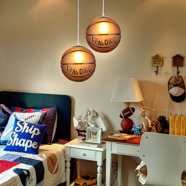 Modern Minimalist Football Basketball Iron Glass 1-Light Pendant Light For Bedroom