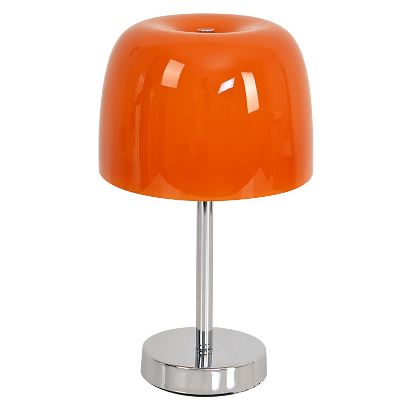 Modern Minimalist Mushroom Cylinder Glass Iron LED Table Lamp For Bedroom