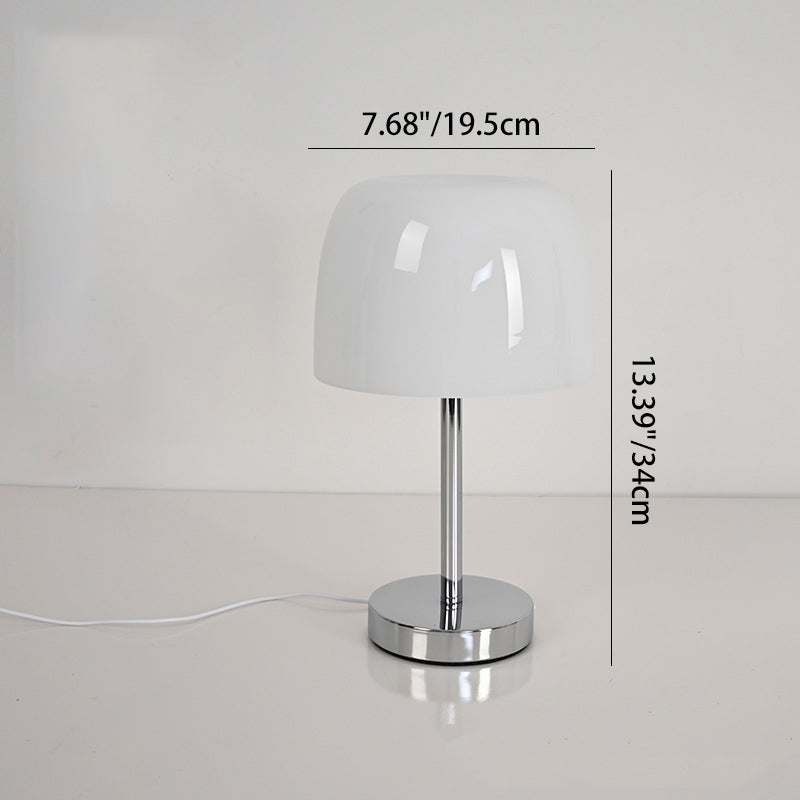 Modern Minimalist Mushroom Cylinder Glass Iron LED Table Lamp For Bedroom