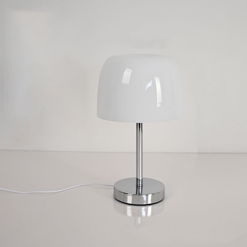 Modern Minimalist Mushroom Cylinder Glass Iron LED Table Lamp For Bedroom