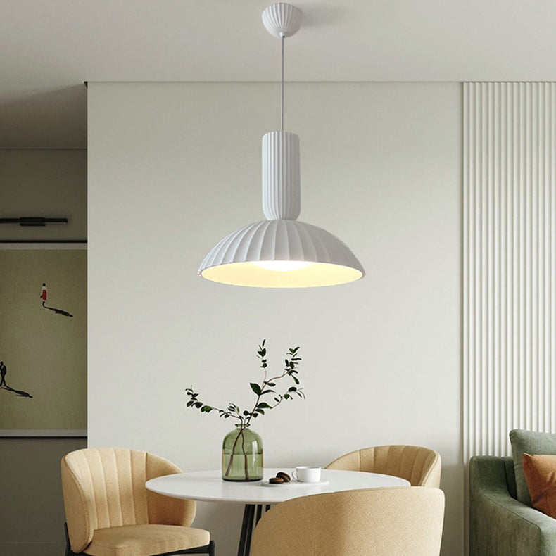 Modern Minimalist Shell Half Circle Resin Plaster LED Pendant Light For Dining Room