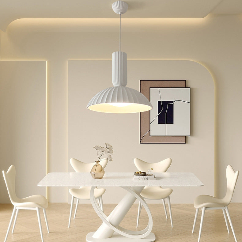 Modern Minimalist Shell Half Circle Resin Plaster LED Pendant Light For Dining Room