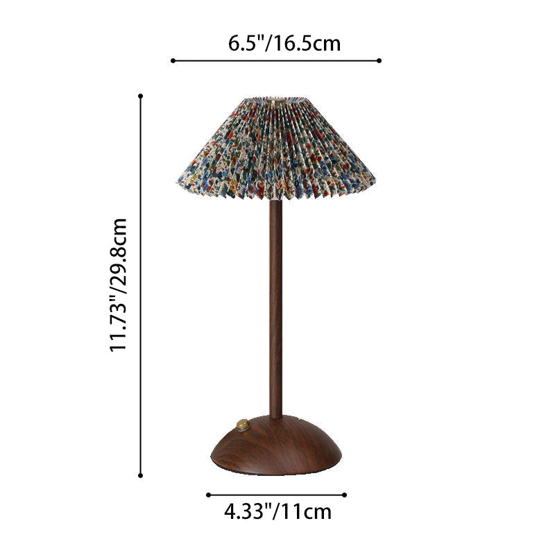 Traditional Vintage Conical Semicircular Base Metal Fabric LED Table Lamp For Bedroom