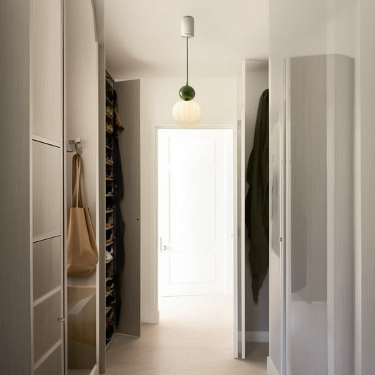 Contemporary Scandinavian Pumpkin Shell Iron Acrylic 1-Light Pendant Light For Bedroom