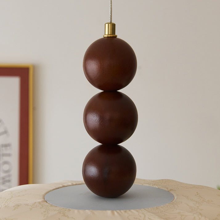 Traditional Chinese Flat Round Fabric Wood 3/4 Light Pendant Light For Bedroom