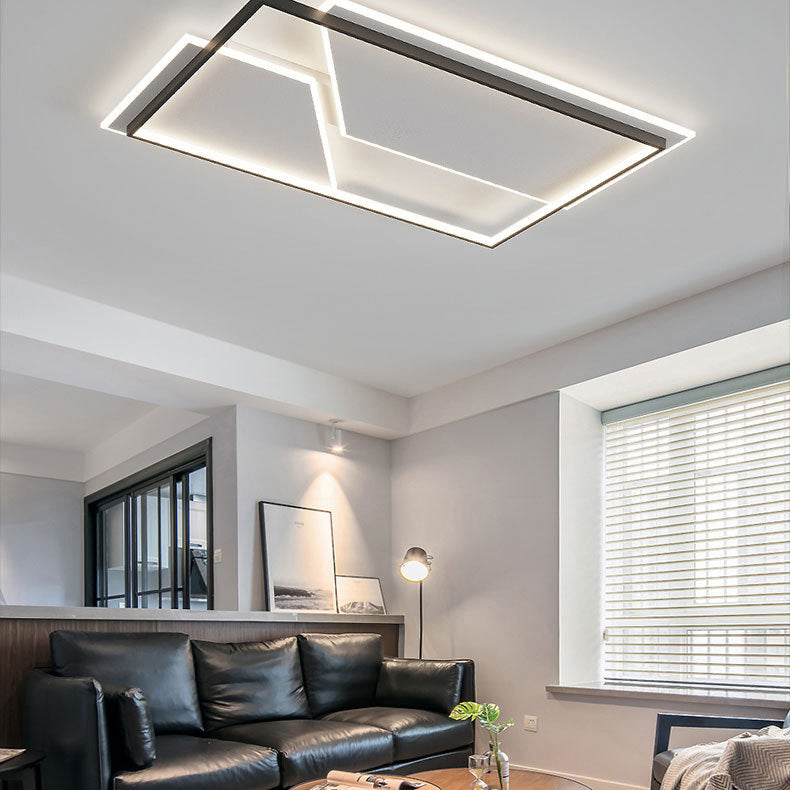 Modern Minimalist Round Square Rectangular Iron Acrylic LED Flush Mount Ceiling Light For Living Room