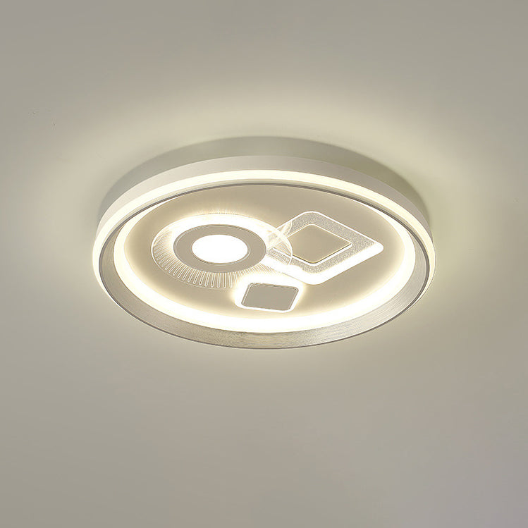 Modern Minimalist Iron Acrylic Round LED Flush Mount Ceiling Light For Bedroom And Living Room