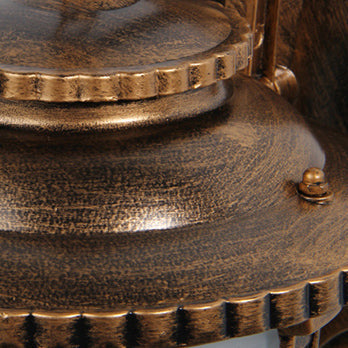 Traditional European Aluminum & Glass Patterned Lampshade Round Carved 1-Light Outdoor Wall Sconce Garden & Balcony