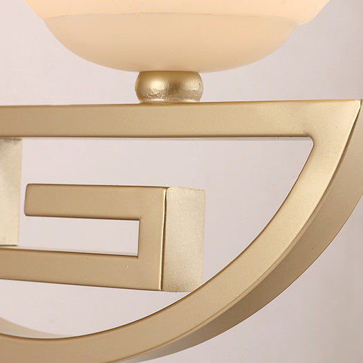 Traditional Chinese Iron & Resin Lotus-Shaped Lampshade Curved Arm 1-Light Wall Sconce Lamp For Bedroom & Living Room