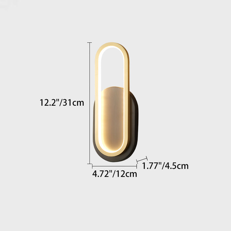 مصباح حائط LED بيضاوي الشكل مصنوع من النحاس والأكريليك بتصميم عصري بسيط لغرفة النوم وغرفة المعيشة